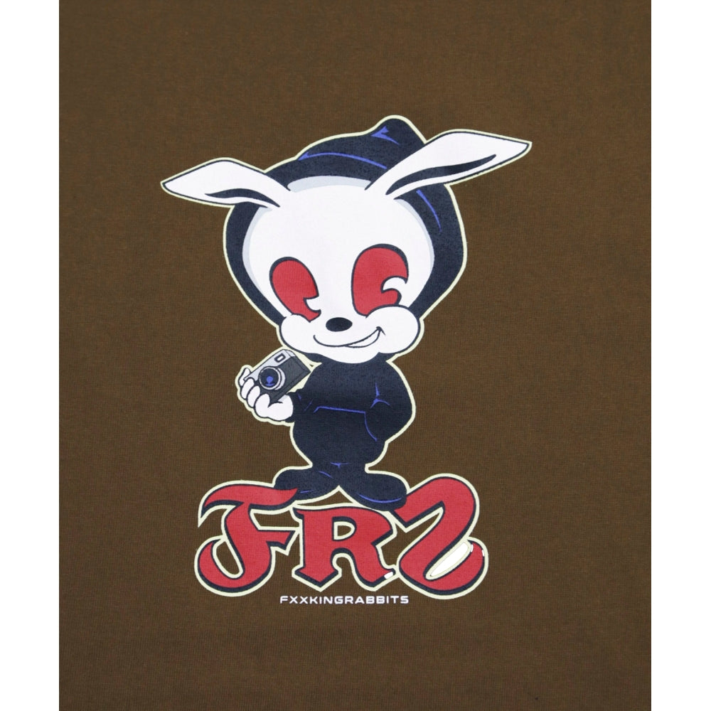 FR2 Evil Rabbit Graphic T-Shirt for Men - Brown Cotton Casual Tee for Streetwear & Urban Fashion
