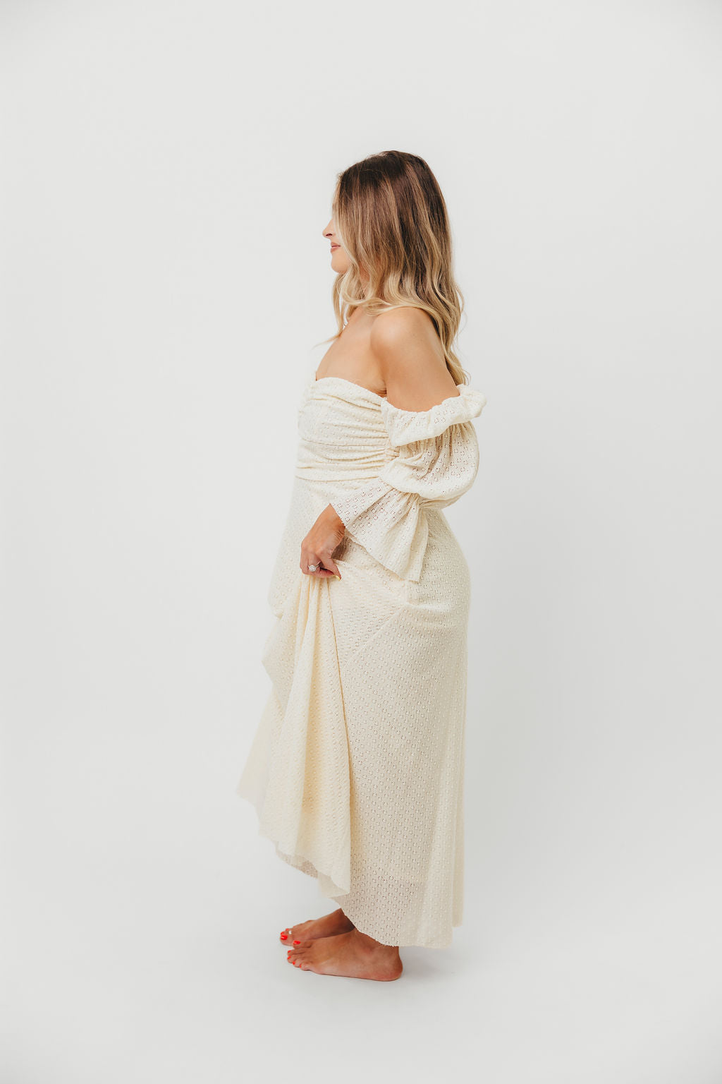 Corrine Tiered Sleeve Maxi Dress with Pockets in Butter Yellow - Bump Friendly Maternity Dress for Women | Perfect for Baby Showers, Beach Vacations & Summer Weddings