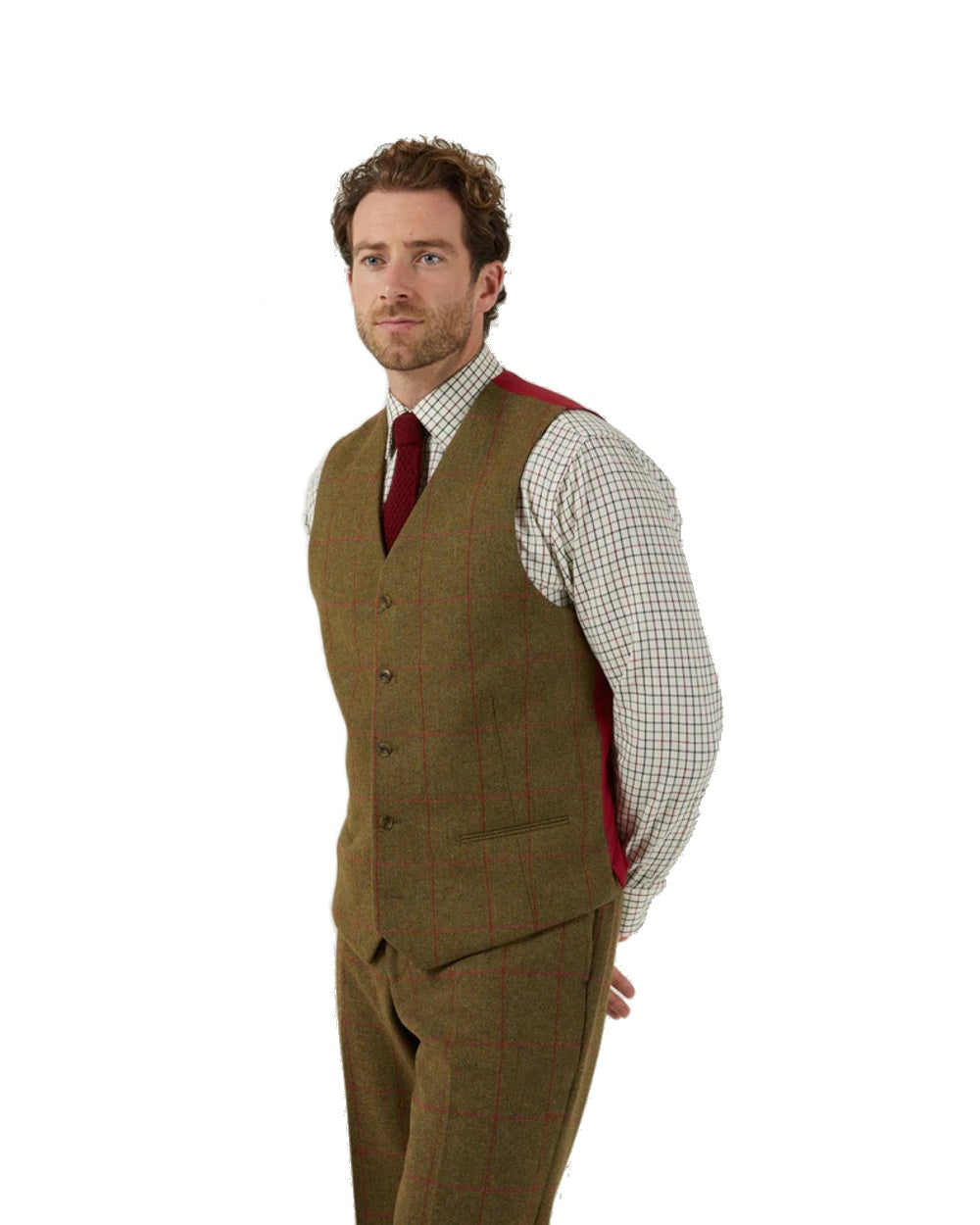 Alan Paine Men's Combrook Tweed Lined Back Waistcoat - Classic British Style Vest for Formal Wear & Office Outfits