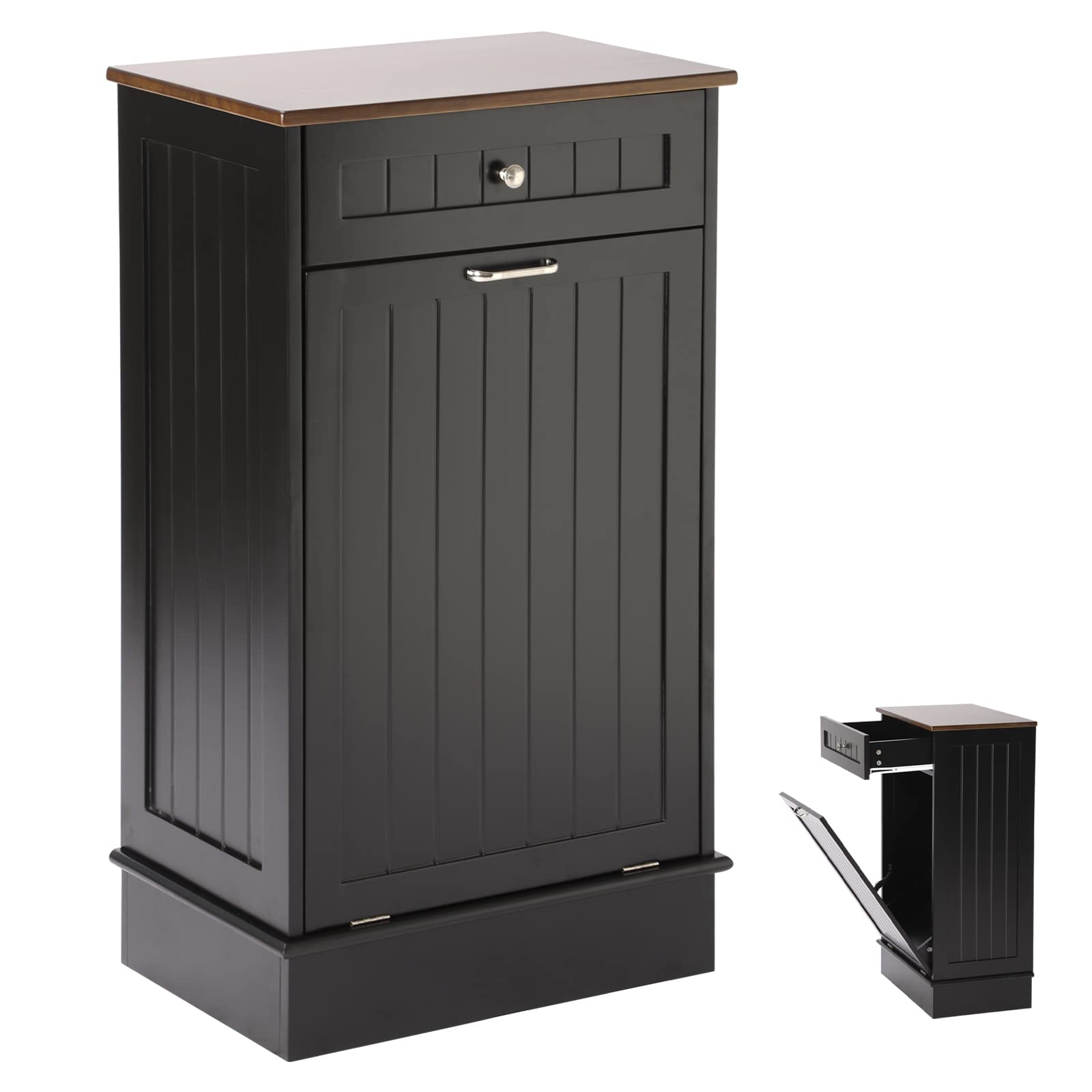 LOUVIXA Tilt-Out Trash Bin Cabinet - Dog Proof Kitchen Trash Can Holder with Garbage Bin or Laundry Hamper - Perfect for Kitchen Islands, Pantries & Laundry Rooms