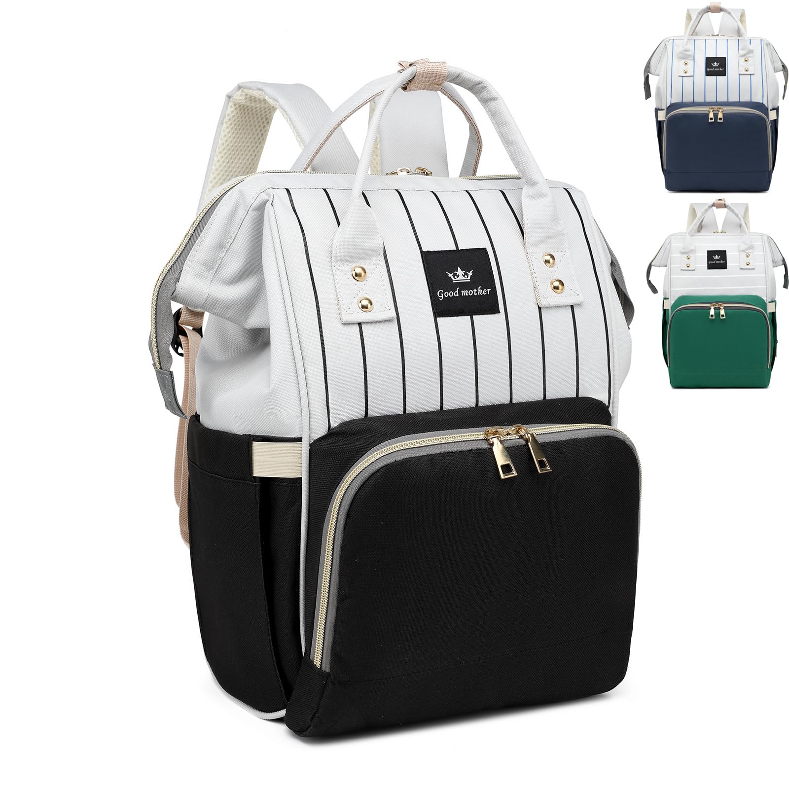 **Waterproof Baby Diaper Backpack - Large Travel Diaper Bag for Boys & Girls | Newborn Essentials, Baby Registry & Shower Gift | Perfect for Daycare, Travel & Outings (Black)**