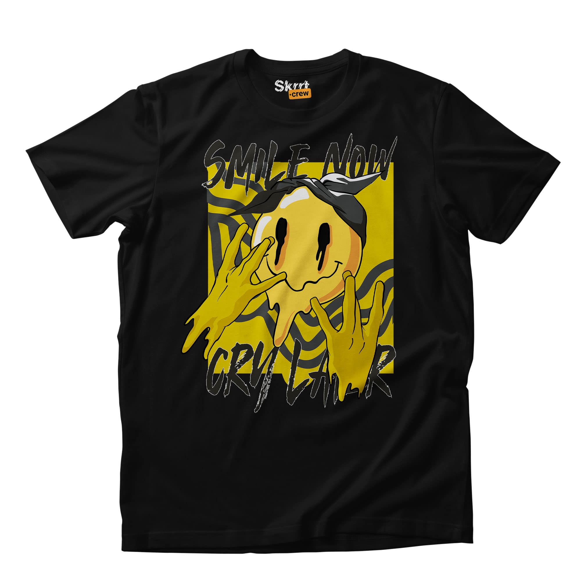 Smile Now Cry Later Unisex Graphic T-Shirt - Retro Lightning Design for Men & Women - Perfect for Casual Wear, Street Style & Hip Hop Fashion