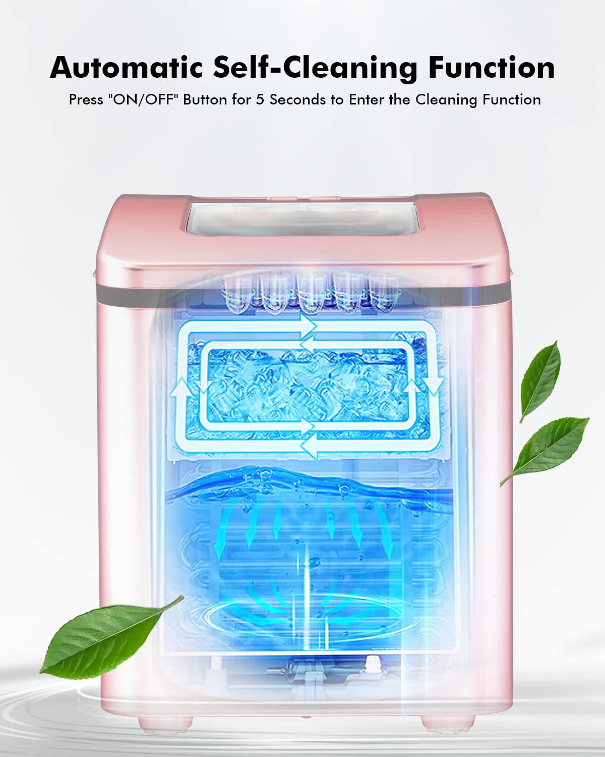 Portable Ice Maker Machine - Countertop Mini Ice Maker with Automatic Cleaning, Scooper & 9 Cubes in 8 Minutes - Perfect for Home, Office, RV & Outdoor Use (Red)