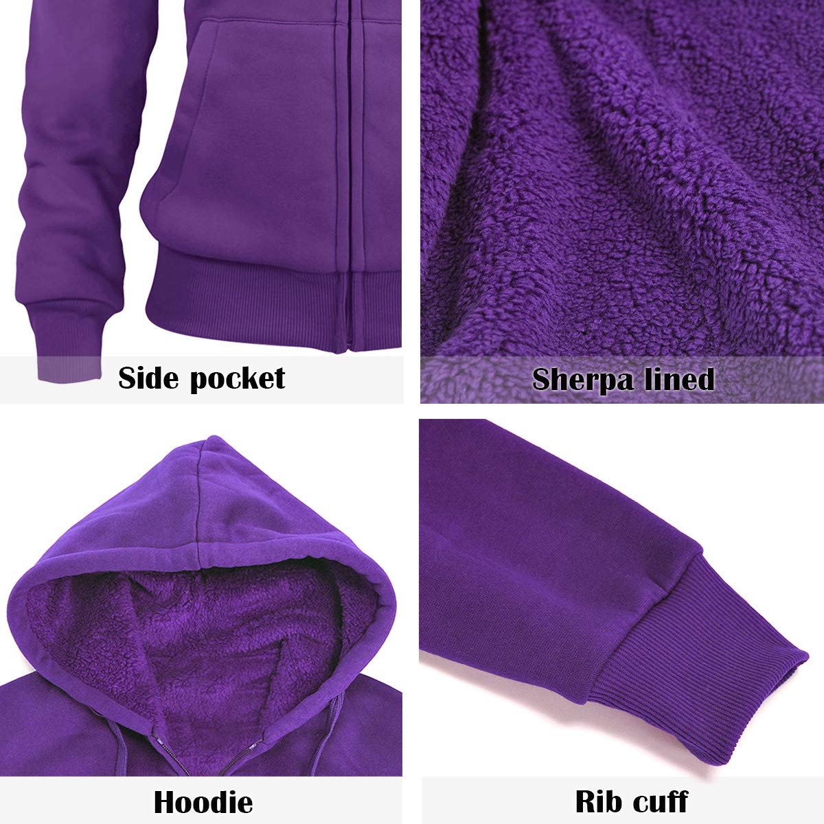 Women's Sherpa Lined 2-Piece Track Suit Set - Casual Winter Workout Outfits & Lounge Wear for Running, Yoga, and Home Comfort
