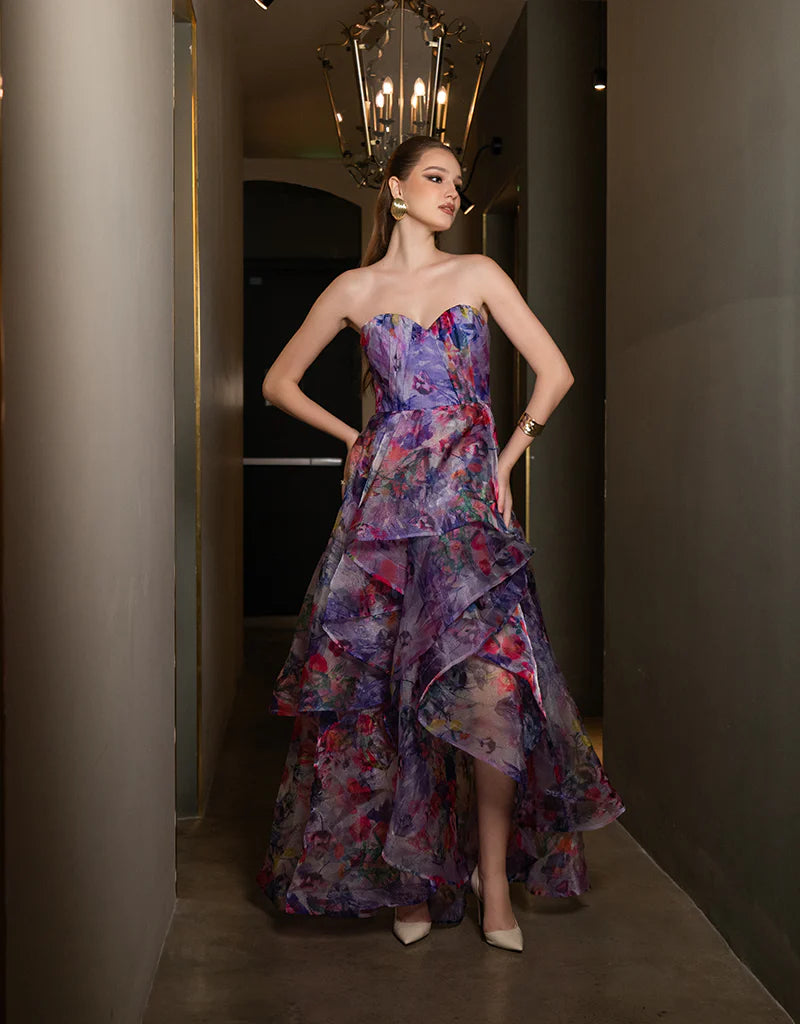 Elegant Strapless Hi-Low Evening Gown for Prom, Wedding & Special Occasions | Adelaide Style Formal Dress
