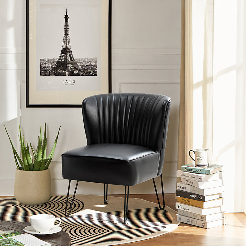 Annabella Vegan Leather Side Chair with Metal Base - Modern Dining & Office Accent Chair for Home & Workspace