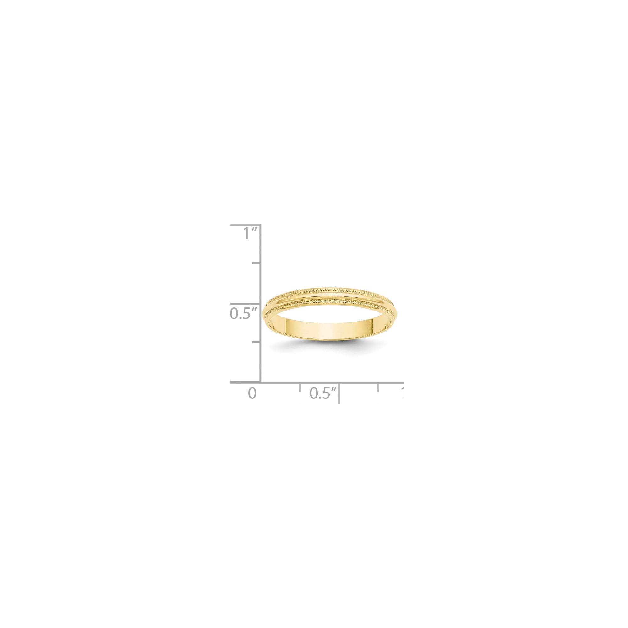 10K Yellow Gold 3mm Milgrain Wedding Band - Size 10.5 for Bridal Jewelry