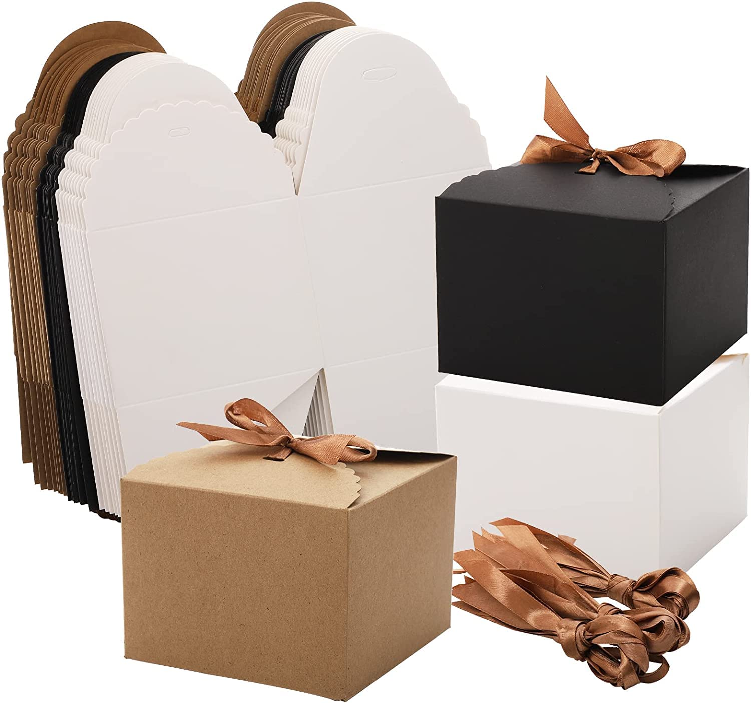 20 Pcs White Paper Gift Boxes with Ribbons - 3