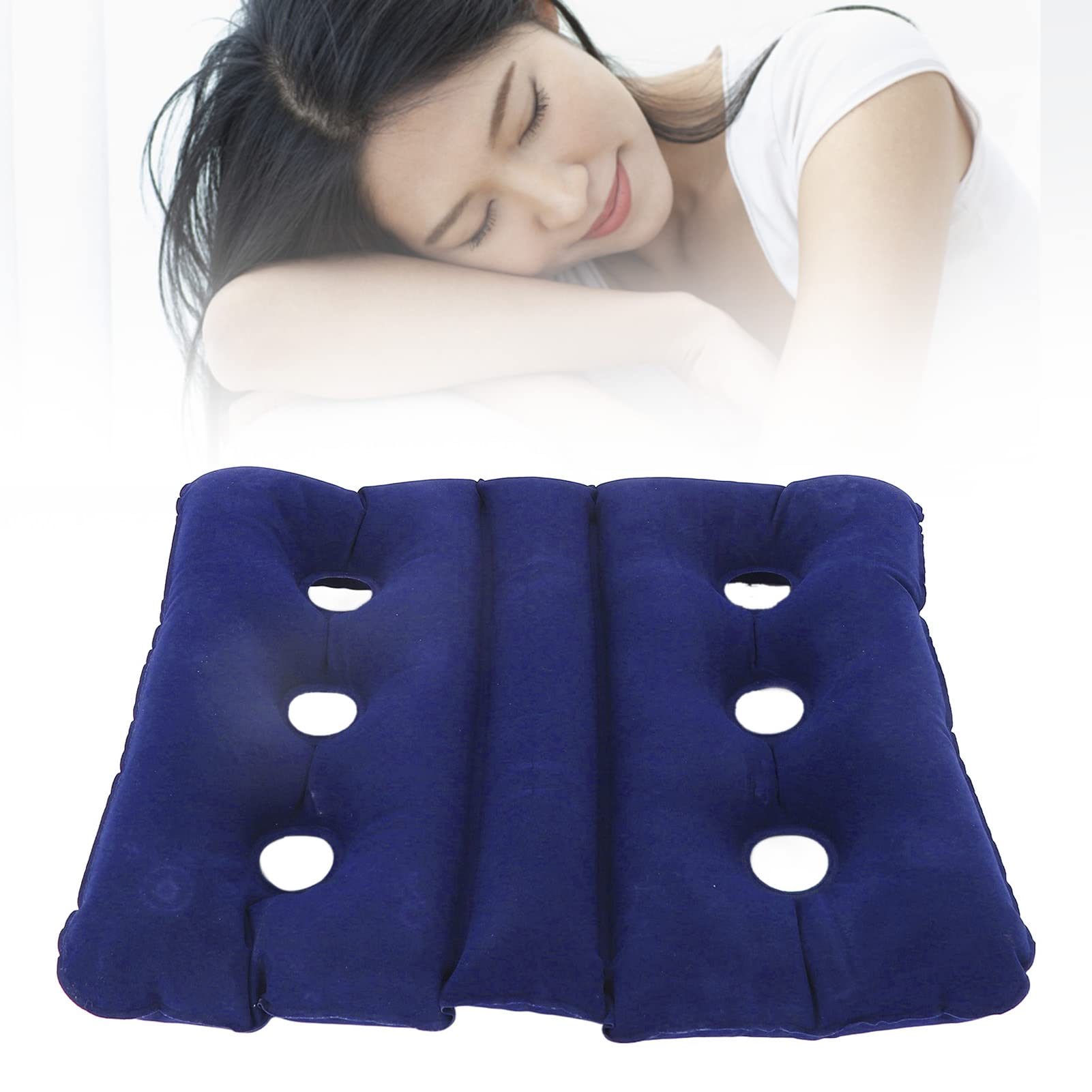 **Inflatable Wheelchair Cushion - Comfortable, Foldable & Breathable Pressure Relief Seat Pad with 6 Ventilation Holes - Ideal for Office Chairs, Wheelchairs, Travel Cars & Mobility Scooters (Great for Pain Relief & Long Sitting Comfort)**