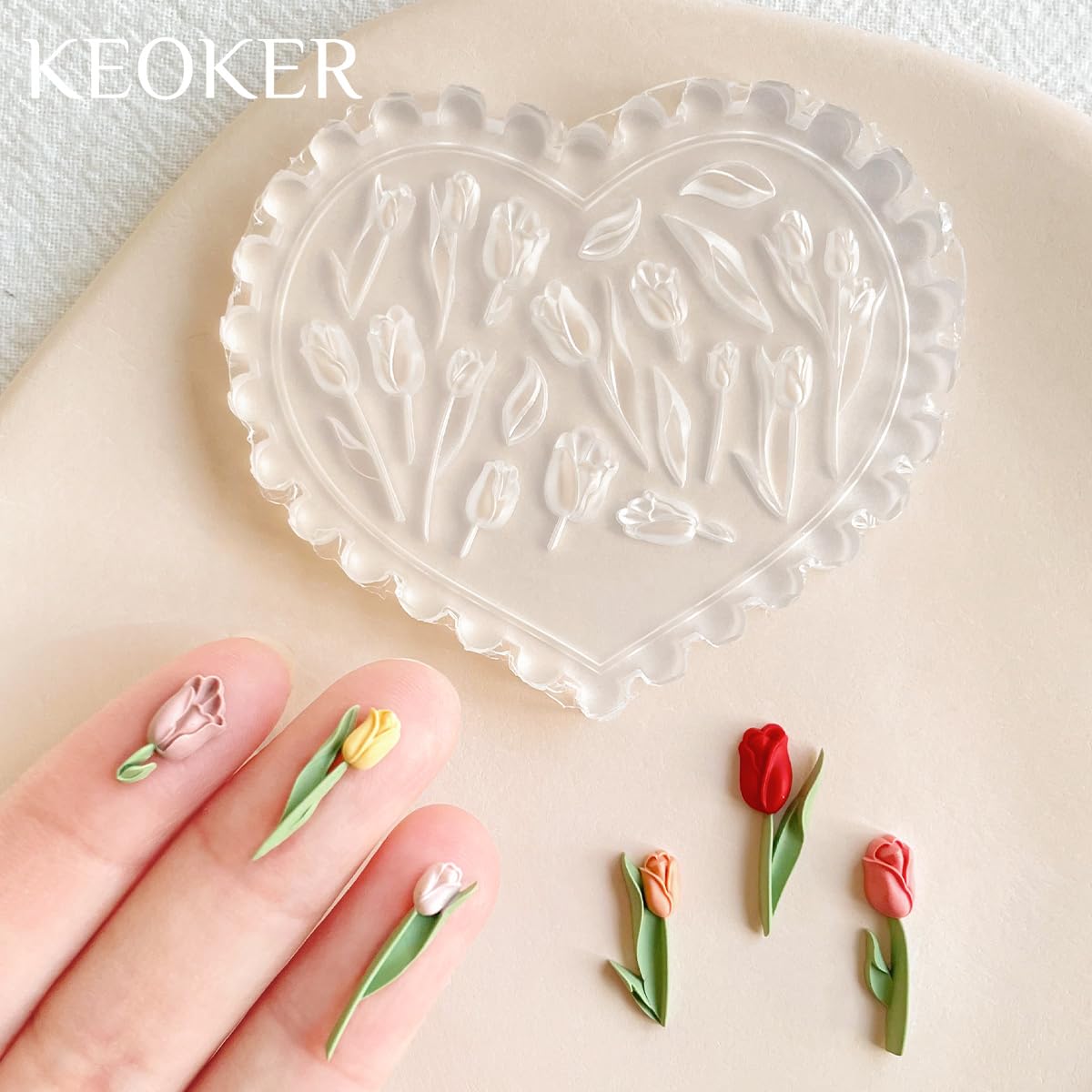 **Keoker 4-Piece Spring Flower Polymer Clay Silicone Molds for Earrings & Jewelry Making - DIY Craft Supplies for Polymer Clay, Resin, and Epoxy - Perfect for Handmade Earrings, Pendants, and Charms**