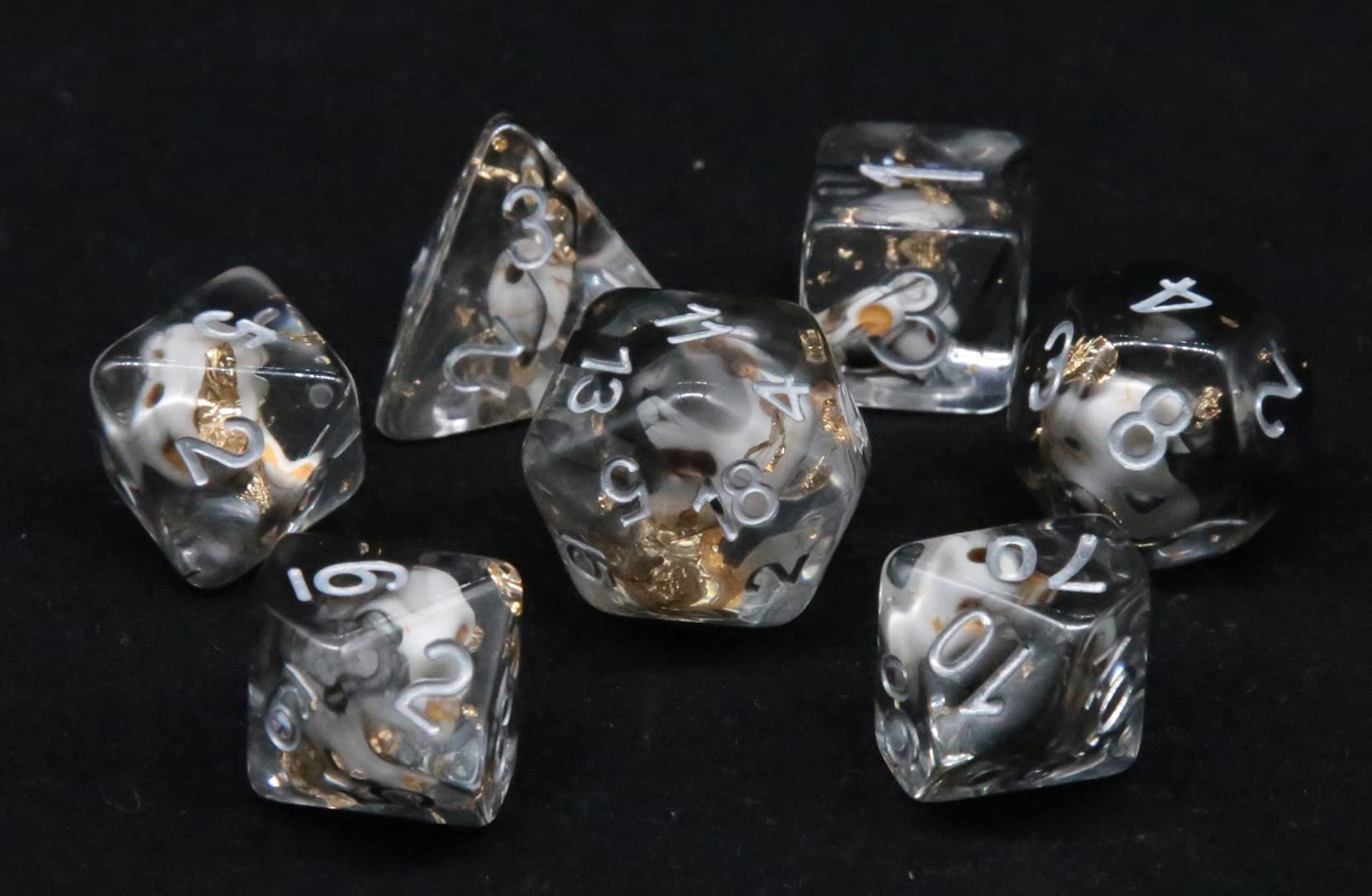 Premium Polyhedral Dice Set for D&D, RPG & MTG - 7-Piece HS Dice Skull Set with D20, D12, D10, D8, D6 & D4 - Sparkle Skull Design for Tabletop Gaming, Dungeons & Dragons Campaigns & Magic: The Gathering Battles