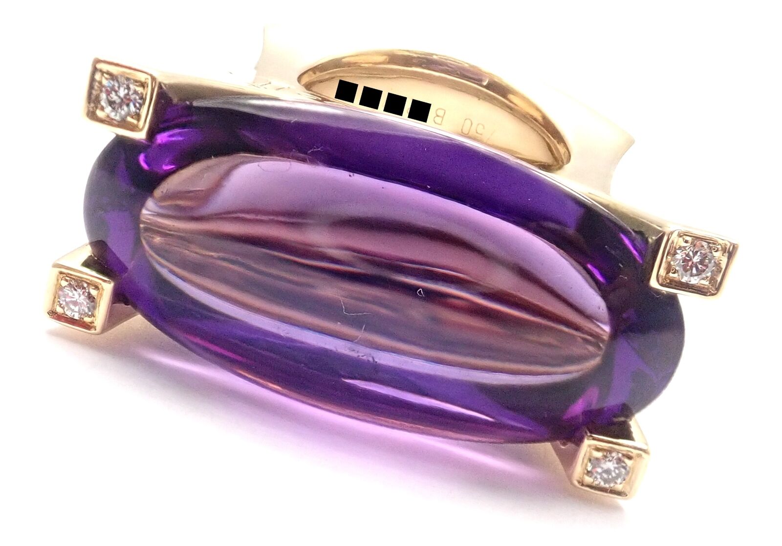 Authentic Van Cleef & Arpels 18k Yellow Gold Diamond Large Amethyst Ring for Women | Luxury Jewelry Gift for Anniversary, Engagement & Special Occasions