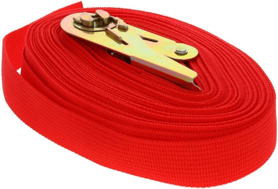 AVRYN 9M x 25mm Ratchet Tie Down Straps - Heavy Duty 250kg Capacity - 2 Pack Red Cargo Straps for Trucks, Trailers, Motorcycles & Securing Loads During Transport