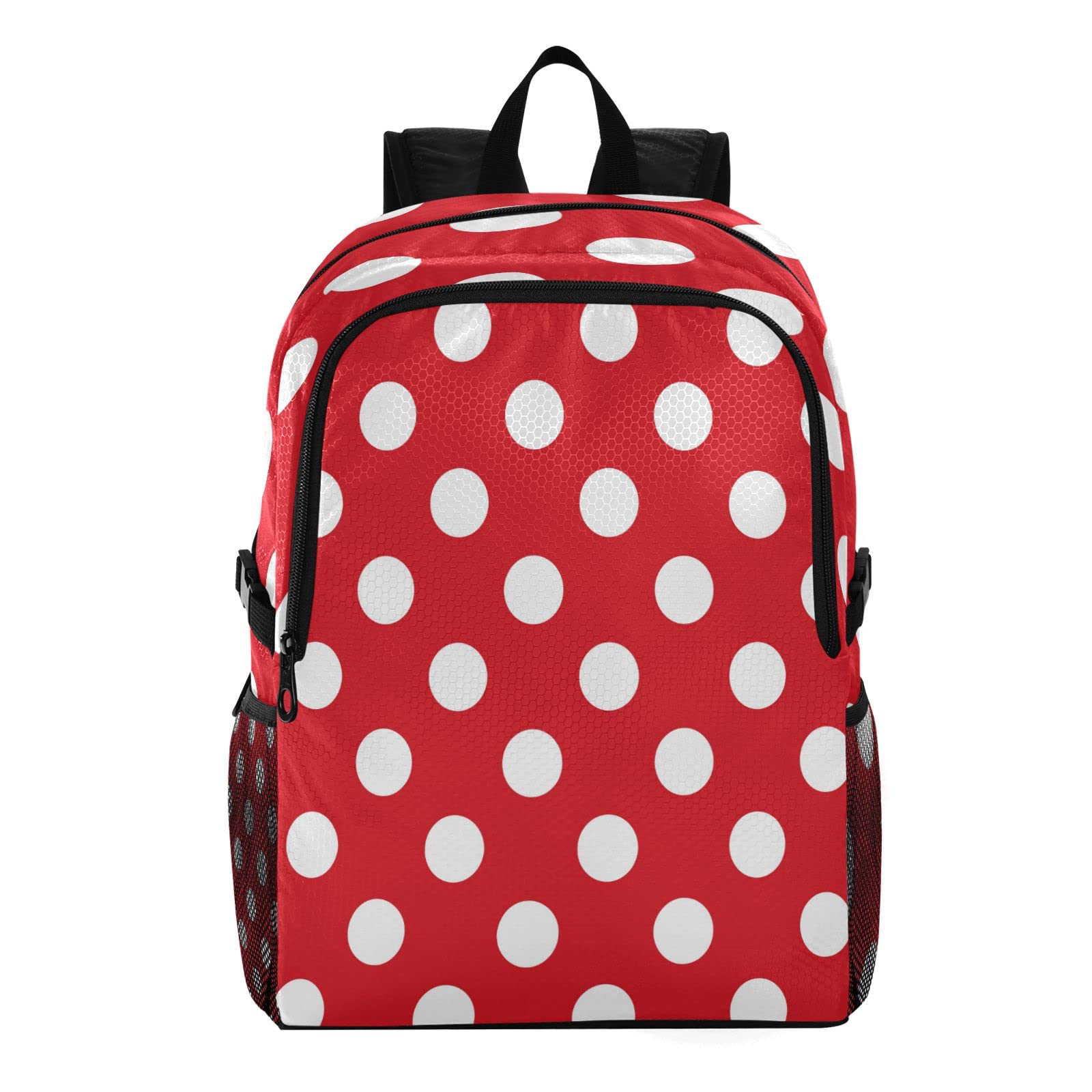 OTVEE Foldable Travel Backpack - Lightweight Waterproof Hiking Backpack for School, College & Outdoor Sports | Vintage Red Dots Design | Perfect for Commuting, Camping & Day Trips
