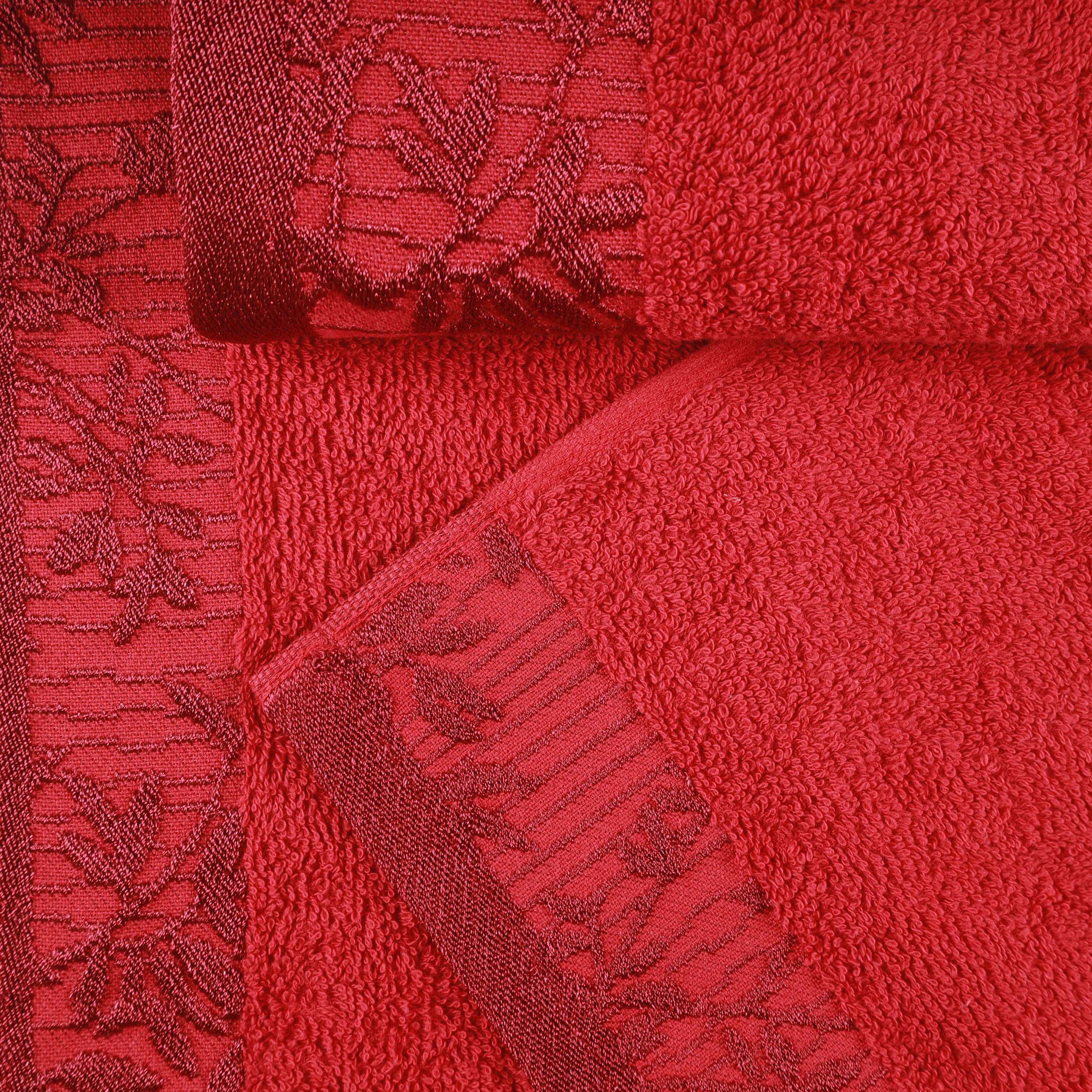 Premium Wisteria Cotton Floral Embroidered Jacquard Border Bath Towel Set of 2 - Soft Absorbent Luxury Towels for Spa, Bathroom & Guest Use