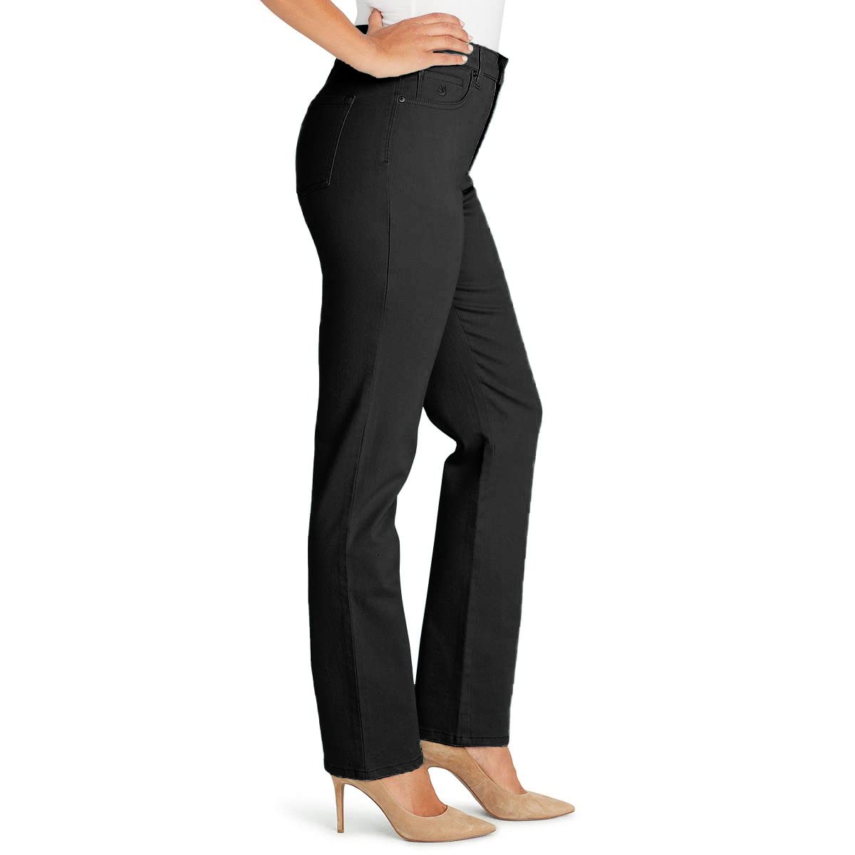 Gloria Vanderbilt Women's Amanda High Rise Tapered Mom Jeans - Classic Stretch Denim Pants in Black, Size 18 Long | Comfortable & Flattering Fit for Casual Wear, Work & Everyday Outfits
