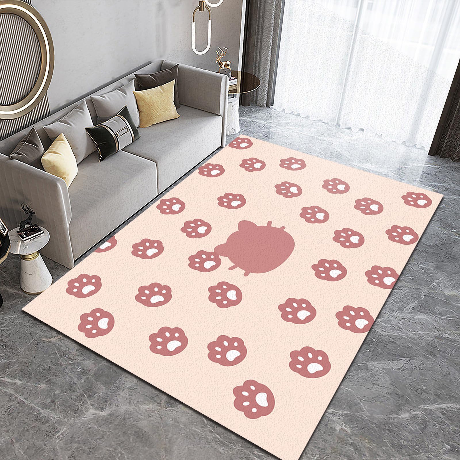 8x10ft Large Area Rugs - Cute Pink Cat Paw Print Kids Rug, Soft Cartoon Kitten Princess Room Decor for Bedroom, Nursery, Teen Boys Room & Lounge Floor - Perfect for Playrooms, Dorm Decor & Cozy Home Spaces
