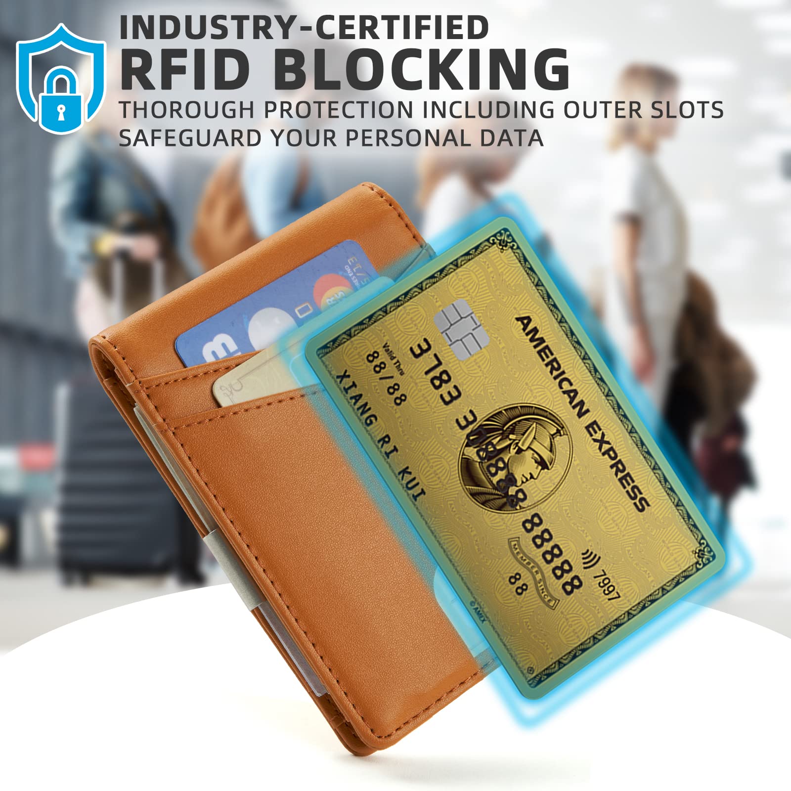 Premium Minimalist Slim Leather Wallet for Men - RFID Blocking Bifold Wallet with Money Clip | Nappa Orange | Stylish Front Pocket Wallet for Everyday Carry & Travel