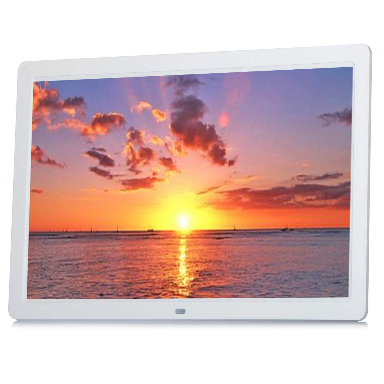 15 Inch Digital Photo Frame - HD LED Display with Music, Video Playback, Clock & Calendar - Multi-Function Electronic Picture Album for Home, Office & Advertising (White)
