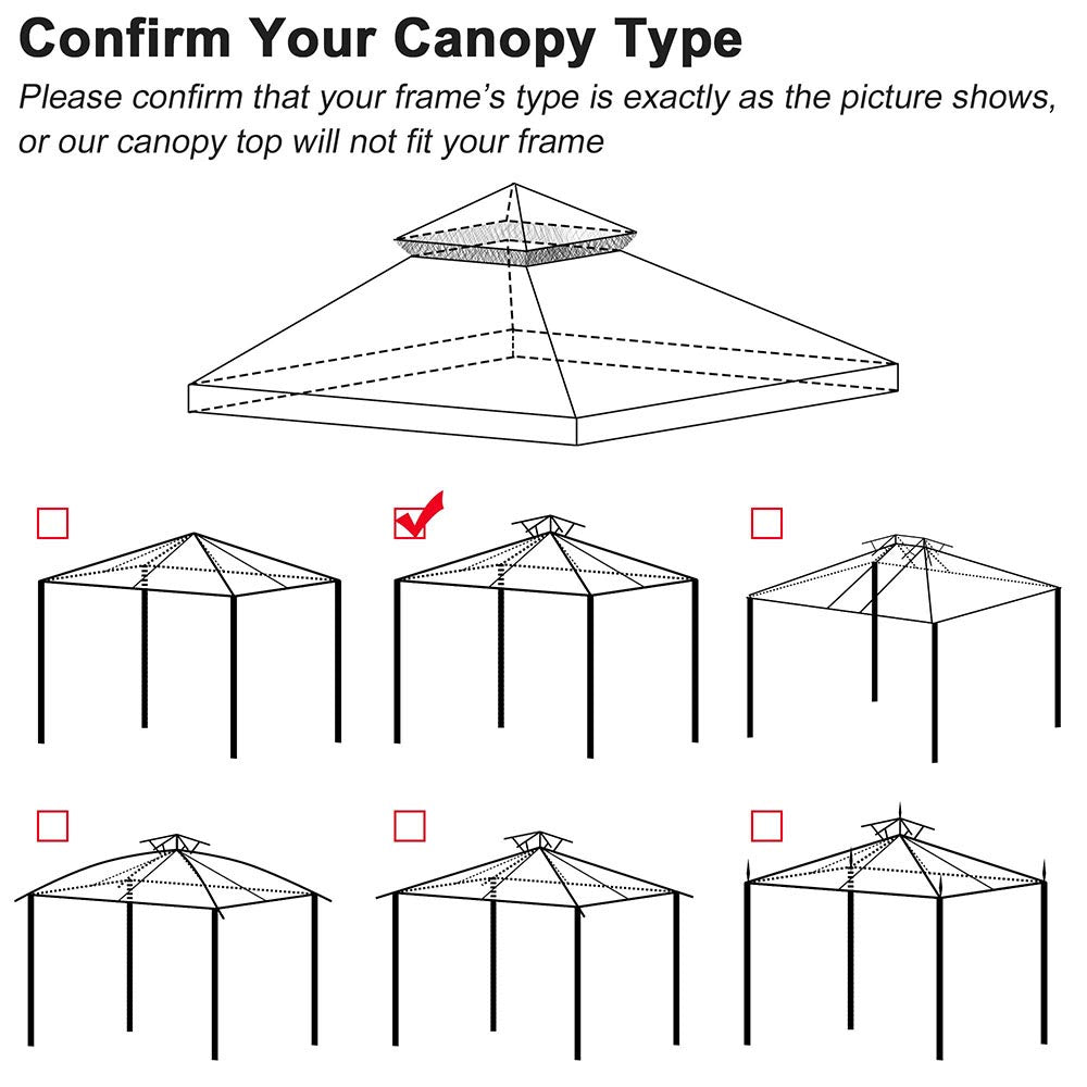 8x8 ft Gazebo Canopy Replacement Top - Durable Waterproof Outdoor Shade Cover for Patio, Deck, Backyard, and Garden Use | TheLAShop