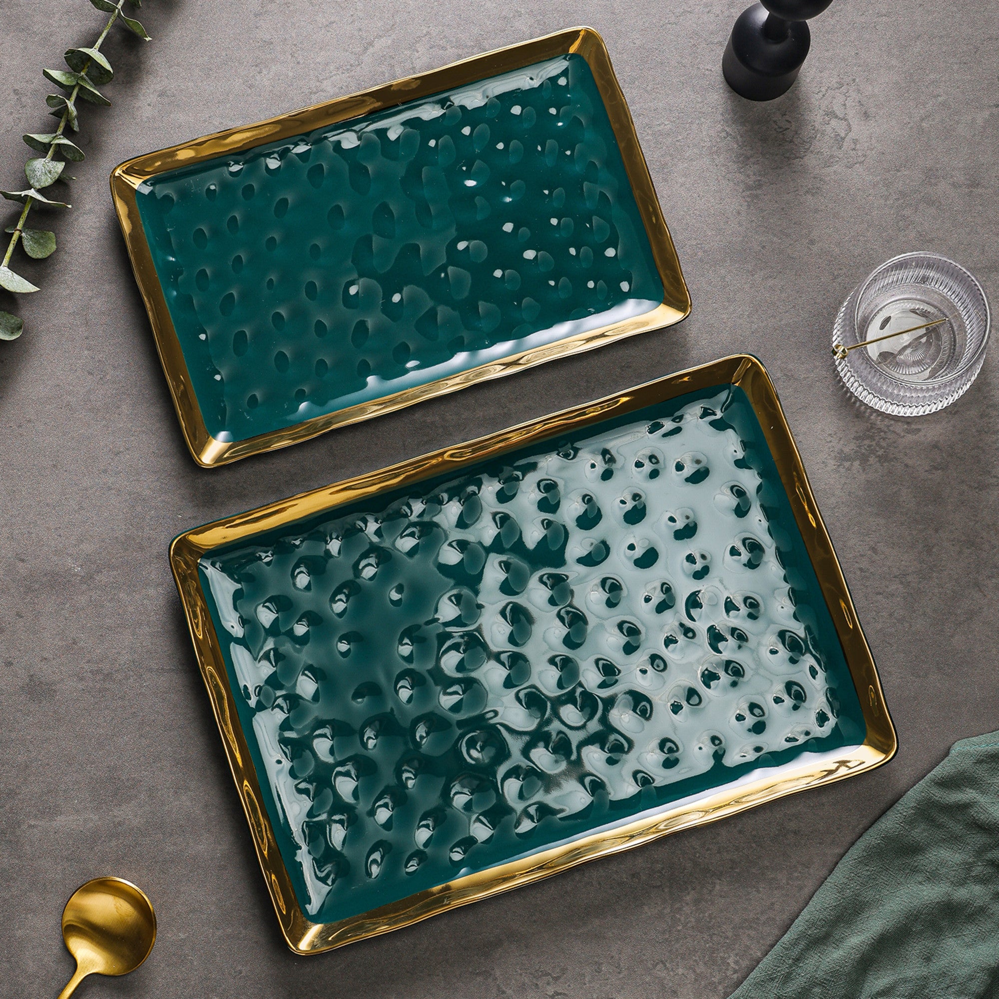 Florian Porcelain Dinner Plates Set - Elegant Green Service Dishes for Fine Dining & Formal Events | 12-Piece Set for Restaurants, Weddings & Special Occasions