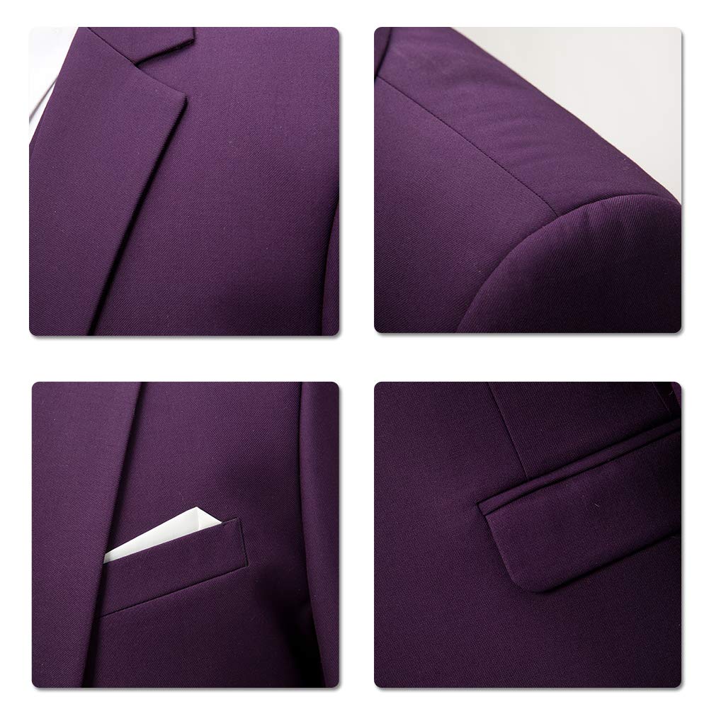 Allthemen Men's Slim Fit 3-Piece Tracksuit Set - Formal Suit Jacket, Vest & Trousers for Business, Weddings & Special Occasions