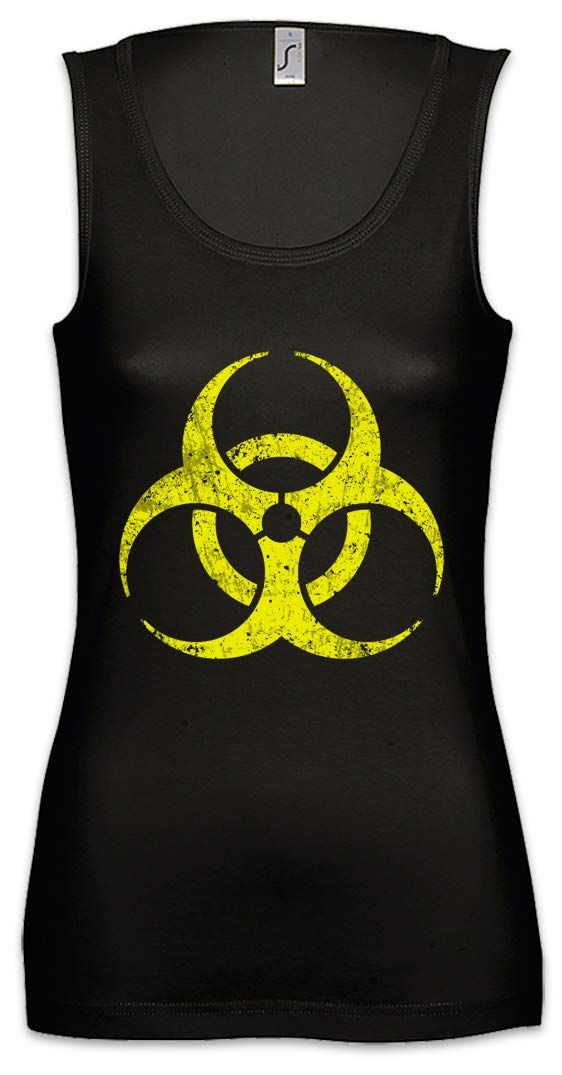 Black Biohazard Vintage Symbol Women's Tank Top - Gym Workout Shirt for Fitness Training & Streetwear Style | Perfect for Gym Sessions, Casual Outfits & Punk Fashion