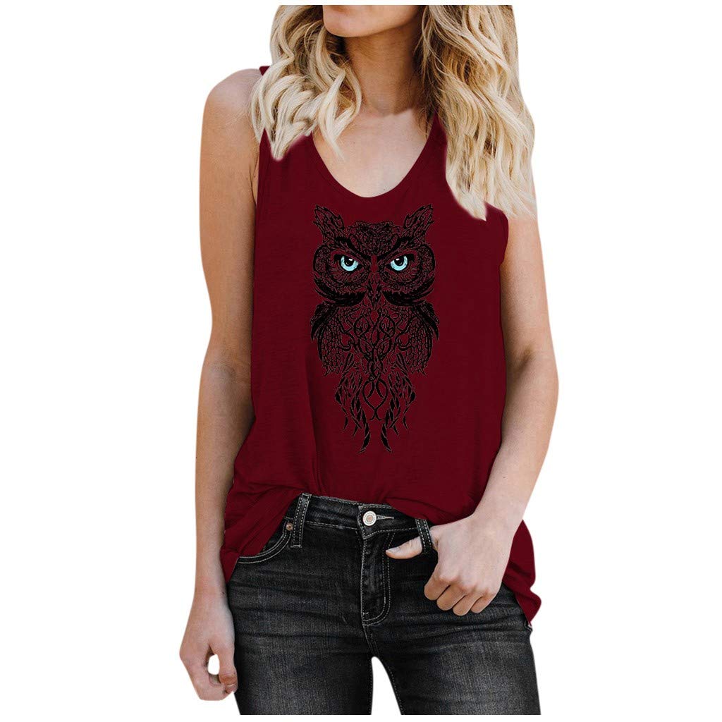 Owl Print Women's Casual Blouse - Plus Size Tops for Summer