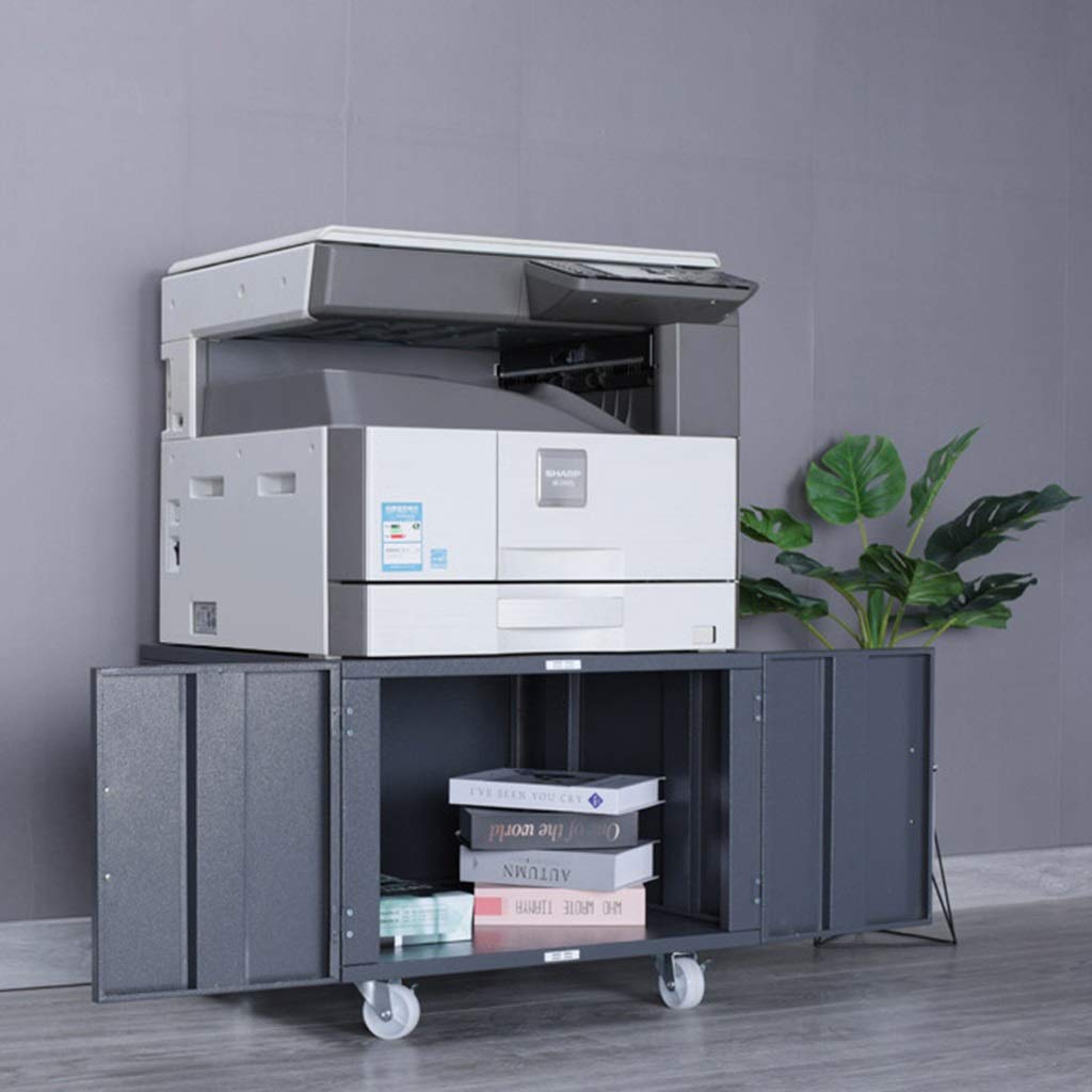 Heavy-Duty Black Printer Stand with Wheels - 60x60x37cm Removable Storage Cabinet for A3 Copiers & Printers - Perfect for Home Office, Printing Shops & Workspaces