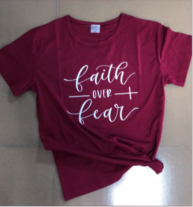 Faith Over Fear Christian T-Shirt for Women - Religious Inspirational Tee - Perfect for Church, Bible Study & Everyday Wear