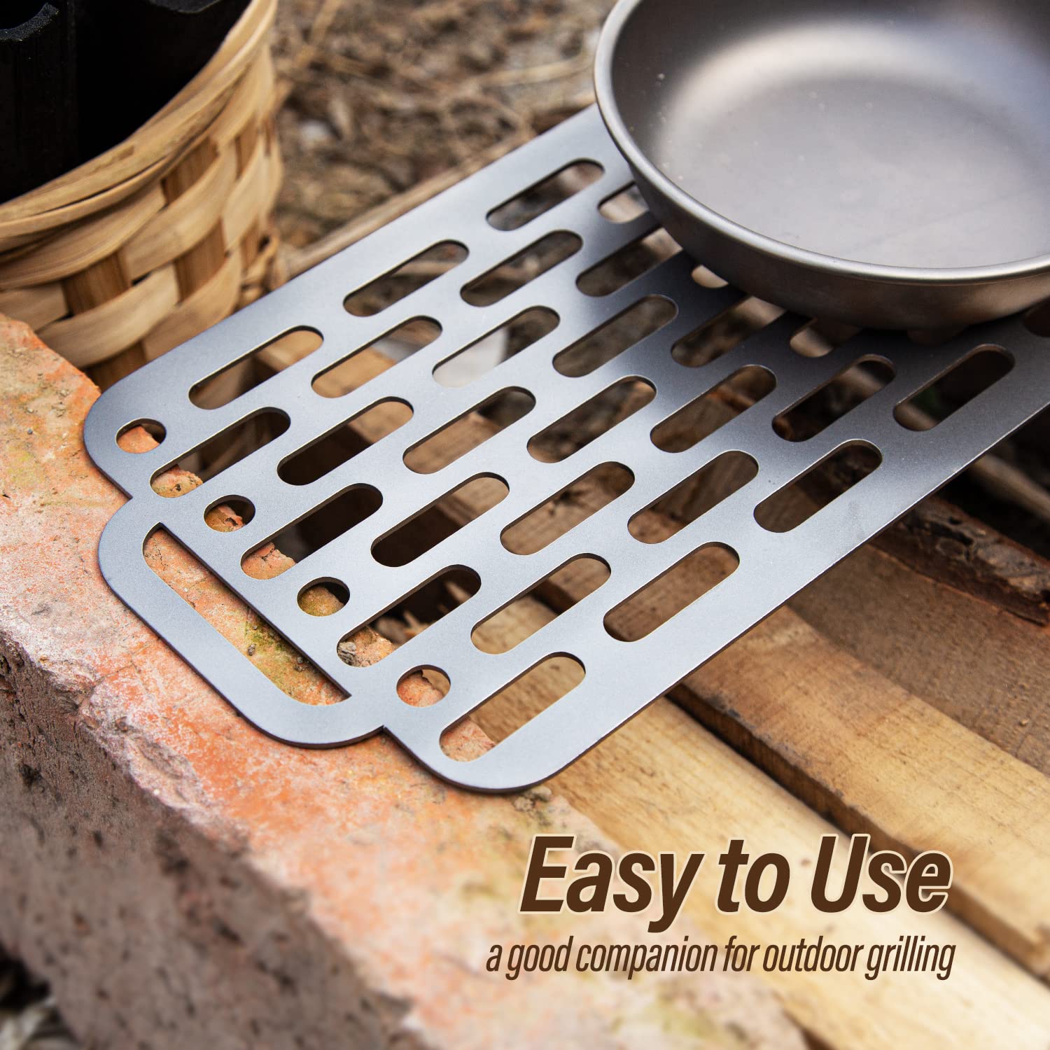 TiTo Titanium BBQ Grill Net - Portable Ultralight Non-Stick Camping Grill Grate for Meat, Fish & Vegetables | Perfect for Outdoor Cooking, Backpacking, Picnics & Garden Parties | Includes Storage Bag & Charcoal Holder (Model B)