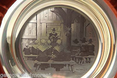 Franklin Mint 1974 Thanksgiving Plate - Solid Sterling Silver Collectible Holiday Dinnerware for Festive Table Setting