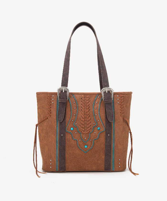 Montana West Whip Stitch Concealed Carry Tote Bag for Women - Stylish & Spacious CCW Purse with Hidden Gun Pocket - Perfect for Everyday Carry, Travel & Self Defense
