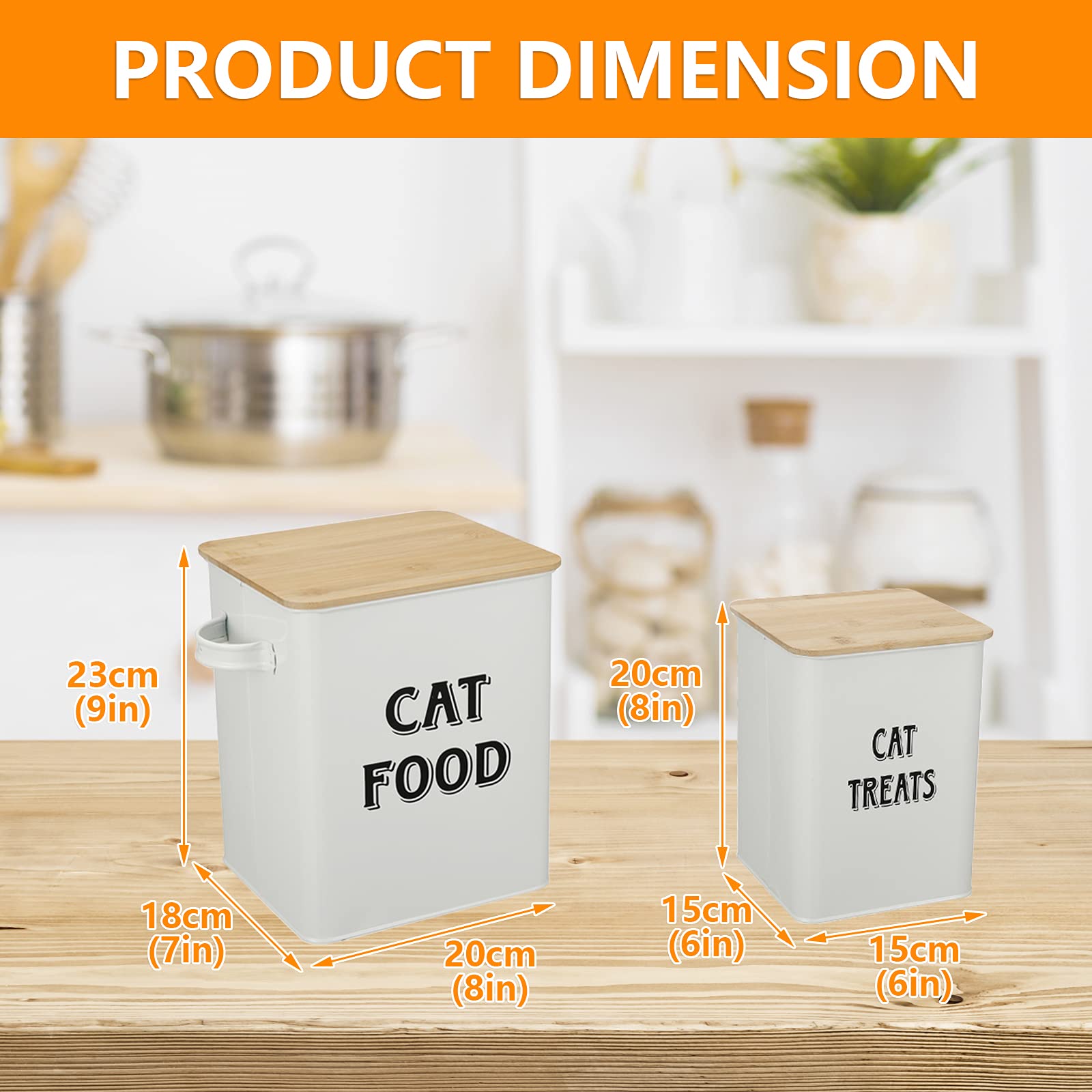 Premium Cat Food Storage Container with Lid & Scoop - Airtight Farmhouse Pet Food Bin for Dry & Wet Treats, Durable Kitchen Countertop & Shelf Organizer - Ideal Gift for Cat Owners - Perfect for Home, Travel & Outdoor Use