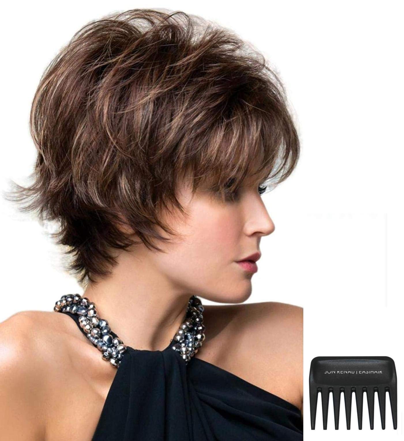 Rene Paris Coco Wig Bundle - Dark Chocolate Synthetic Hair Wig with Christy's Wigs Q&A Booklet & Wide Tooth Comb | Perfect for Cosplay, Costume Parties & Everyday Wear