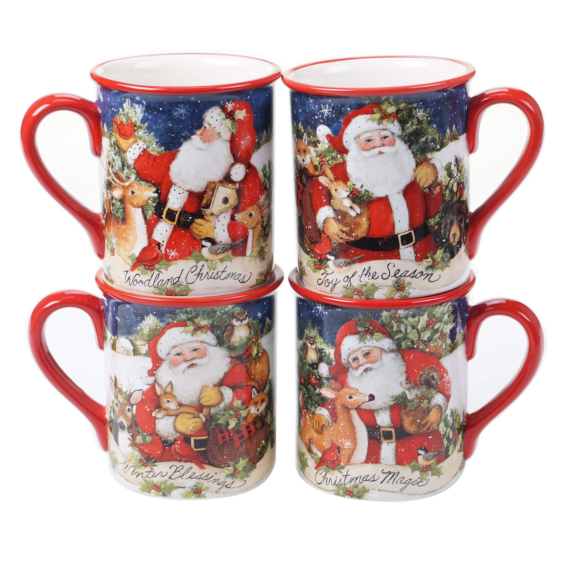 Certified International Magic of Christmas Santa 16-Piece Dinnerware Set - Service for 4, Multicolor Holiday Tableware for Festive Dining & Christmas Parties