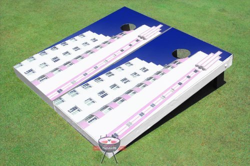 Custom Tailgate South Beach Themed Cornhole Boards Set - Premium Outdoor Game for Parties, BBQs, and Beach Events