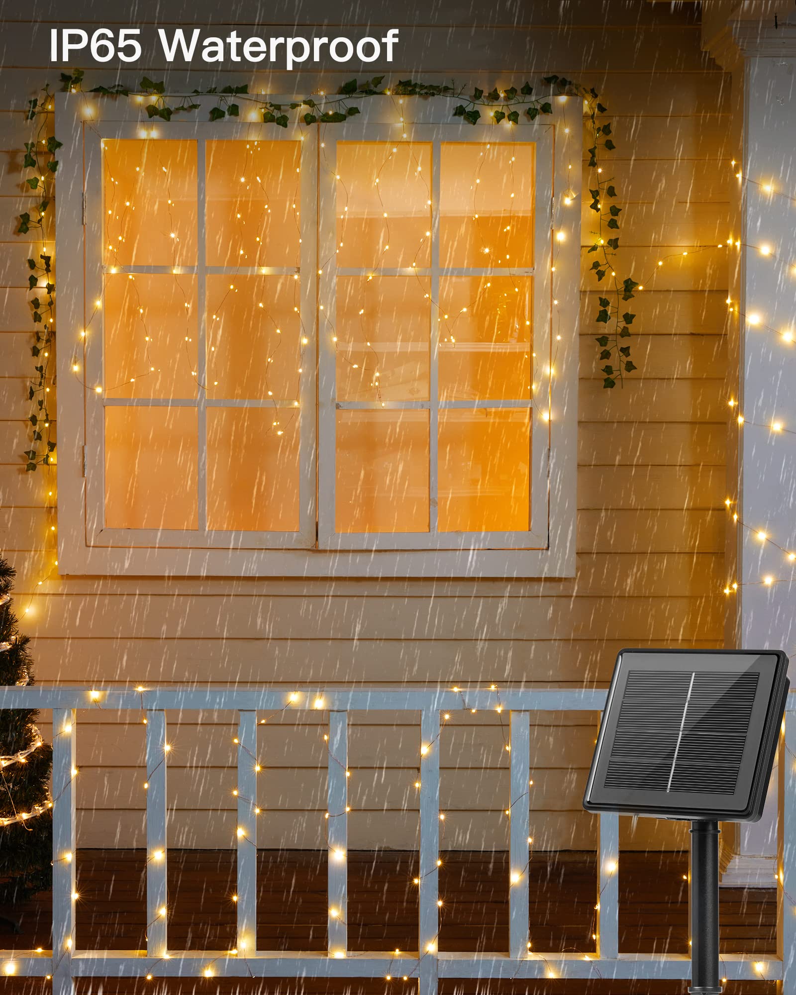 Brightown 2 Pack 66Ft 200 LED Solar String Lights - 8 Lighting Modes, Waterproof Outdoor Solar Fairy Lights for Patio, Yard, Tree, Wedding & Christmas Decor (Warm White) | Perfect for Garden Parties, Backyard Lighting & Holiday Displays