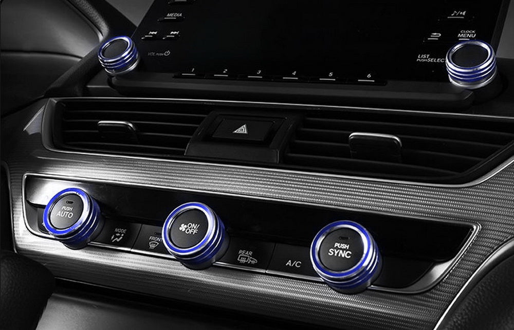 3PCS Blue AC Climate Control Switch Knob Ring Covers for 2018-2022 Honda Accord - Upgrade Interior & Protect Buttons (Perfect for Summer Driving & Custom Styling)
