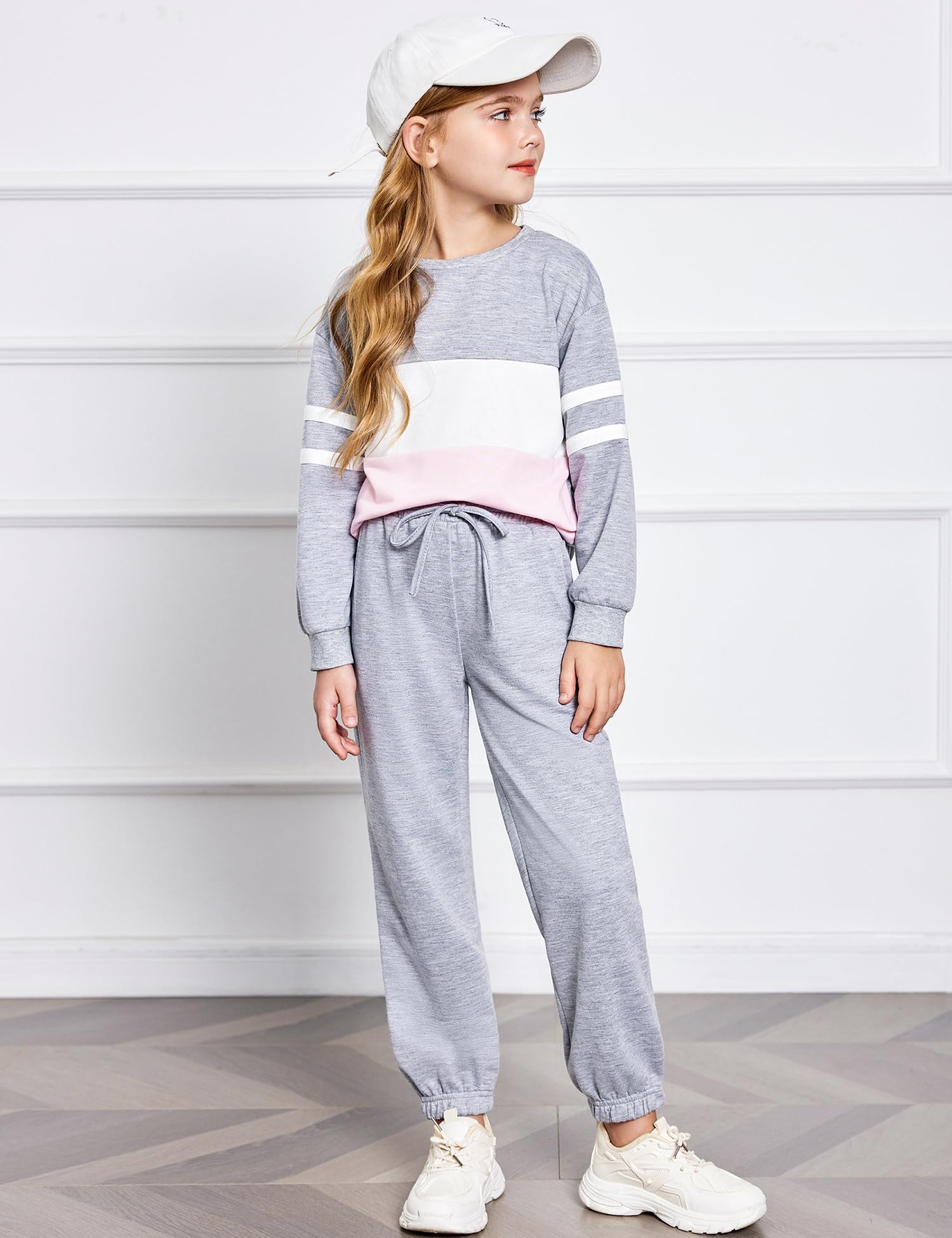 Arshiner Girls' Long Sleeve Color Block Sweatshirt & Lounge Pants Set with Pocket - Cute Matching Outfits for Toddler Girls - Perfect for Playdates, School & Family Photos