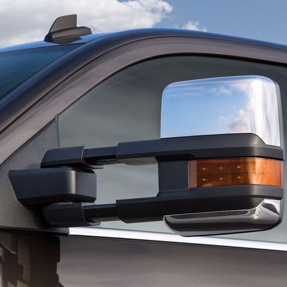 2007-2013 Chevy Silverado Sierra Avalanche Suburban Tahoe Towing Mirrors - Power Heated Side Mirrors with LED Turn Signal, Arrow & Clearance Lights - Chrome Cover Pair (Fits 2007+ New Body Style) | Perfect for Towing Trailers, Boats & RVs - Enhanced Visibility & Safety