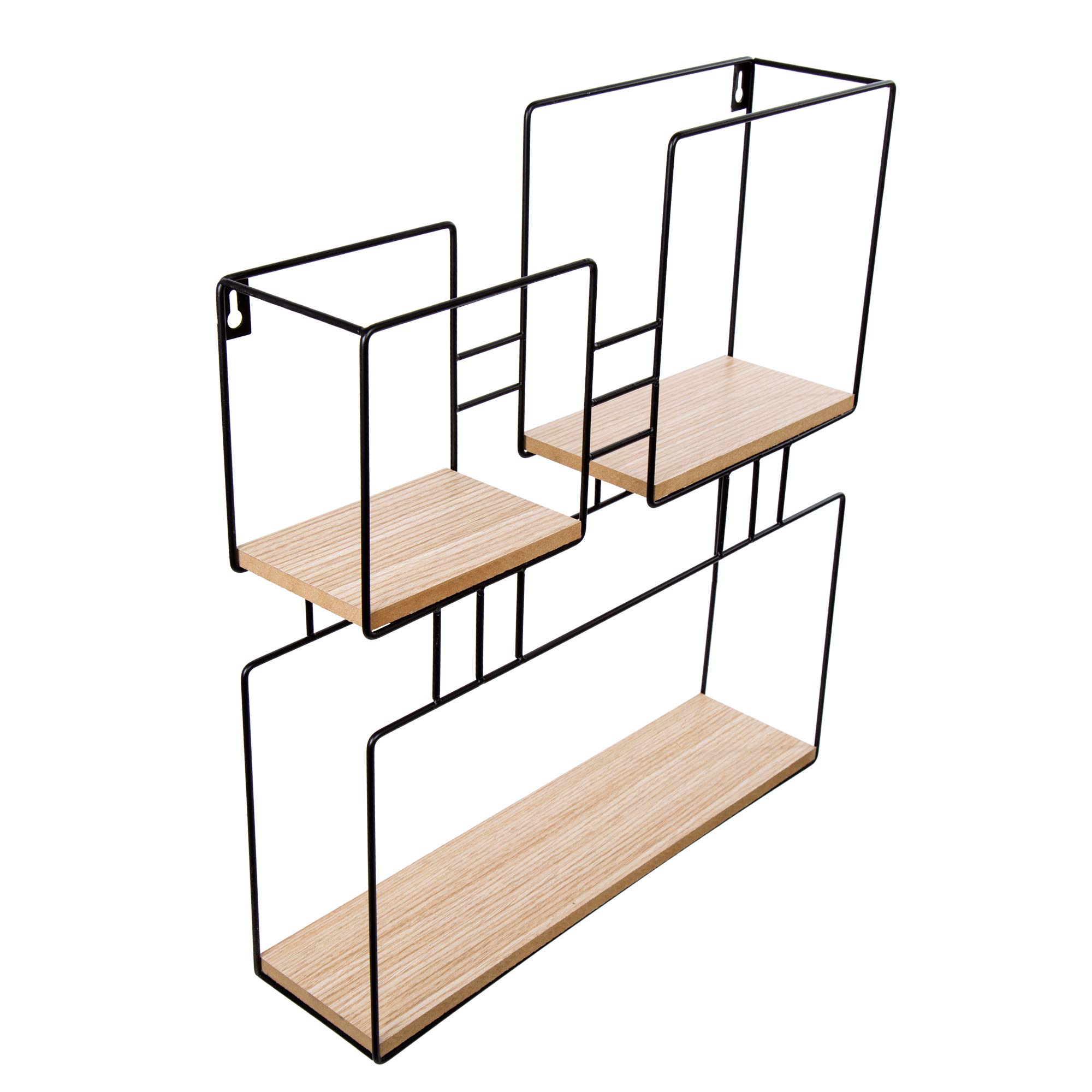 Truu Design Modern Black Floating Shelf 16x17.5 Inch - Wall Mounted Decorative Storage for Living Room, Bedroom & Bathroom Organization