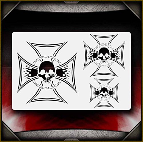 Iron Cross 3 AirSick Airbrush Stencil Template for DIY Art, Tattoo Design, and Automotive Custom Painting - Perfect for Artists, Hobbyists, and Professionals