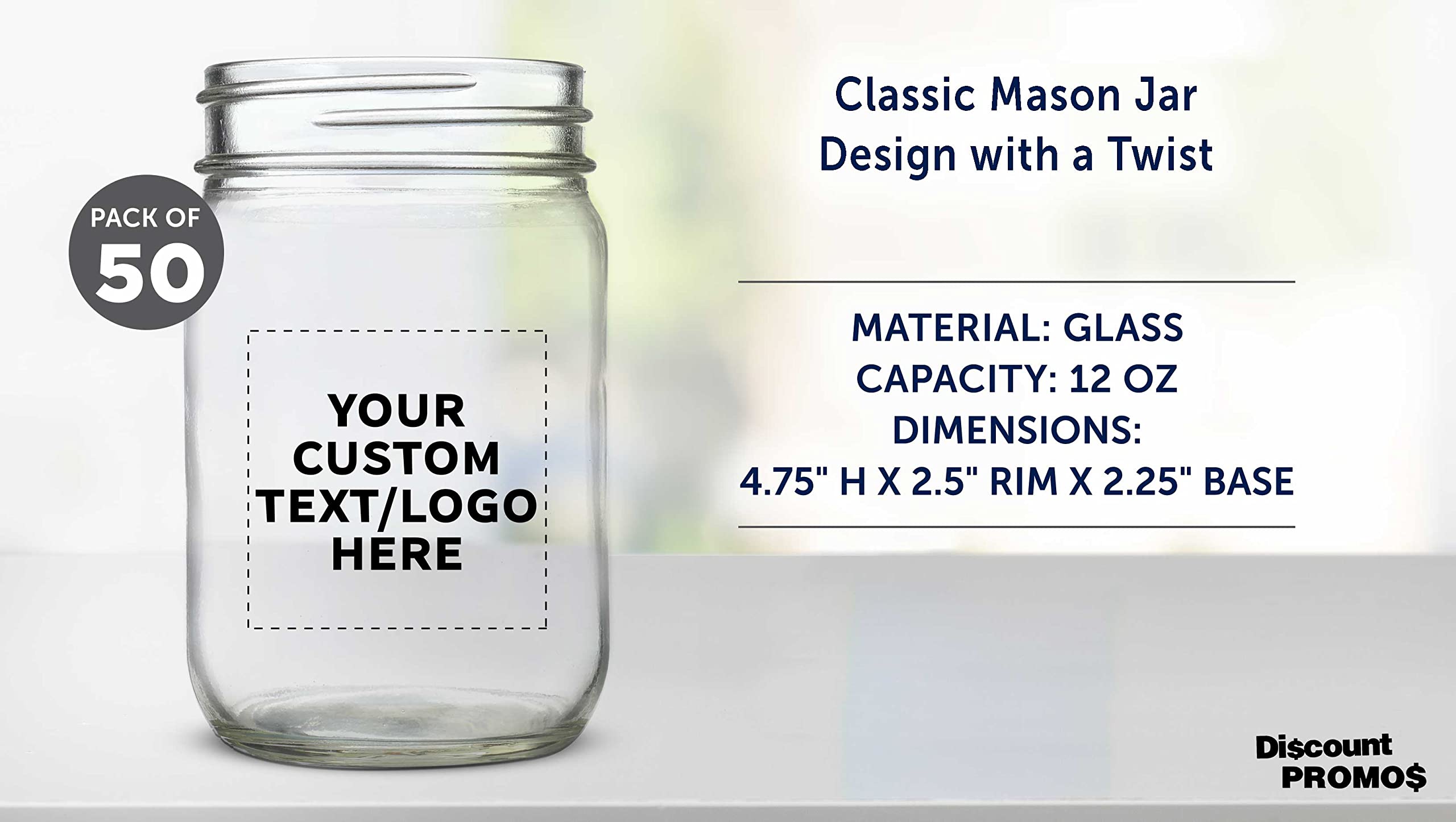 50-Pack 12oz Clear Glass Mason Jars with Lids - Bulk Custom Decorating Jars for Overnight Oats, Candies, Pickles, Spices & Beverages - Perfect for DIY Crafts, Wedding Favors, Party Decor & Kitchen Storage
