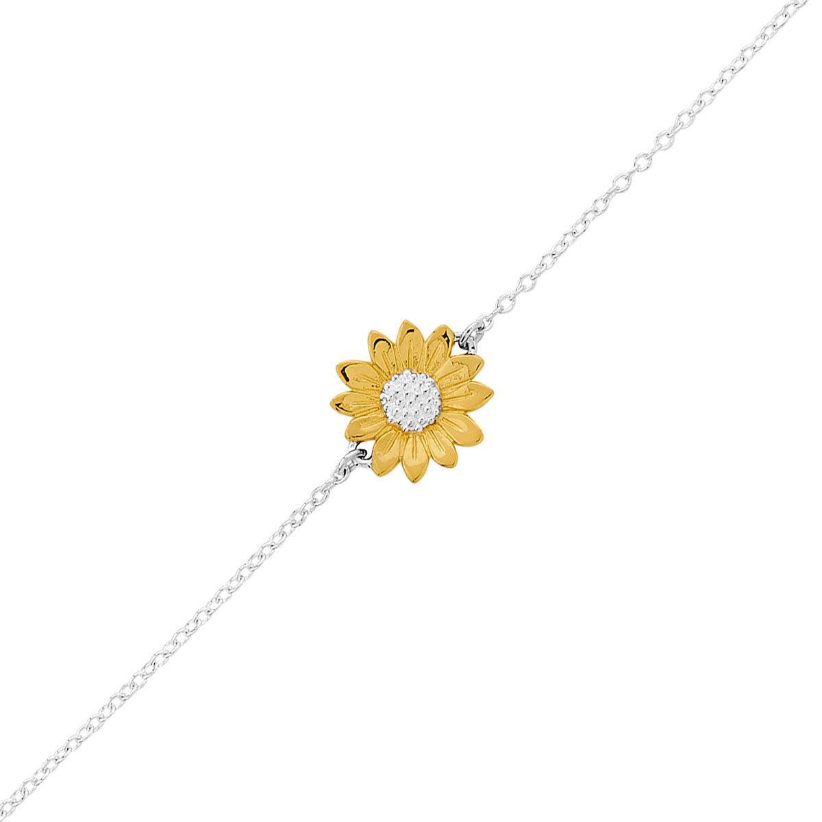 Blossoming Sunflower Two-Tone Adjustable Bracelet for Women - Elegant Floral Jewelry Gift for Birthday, Anniversary & Everyday Wear