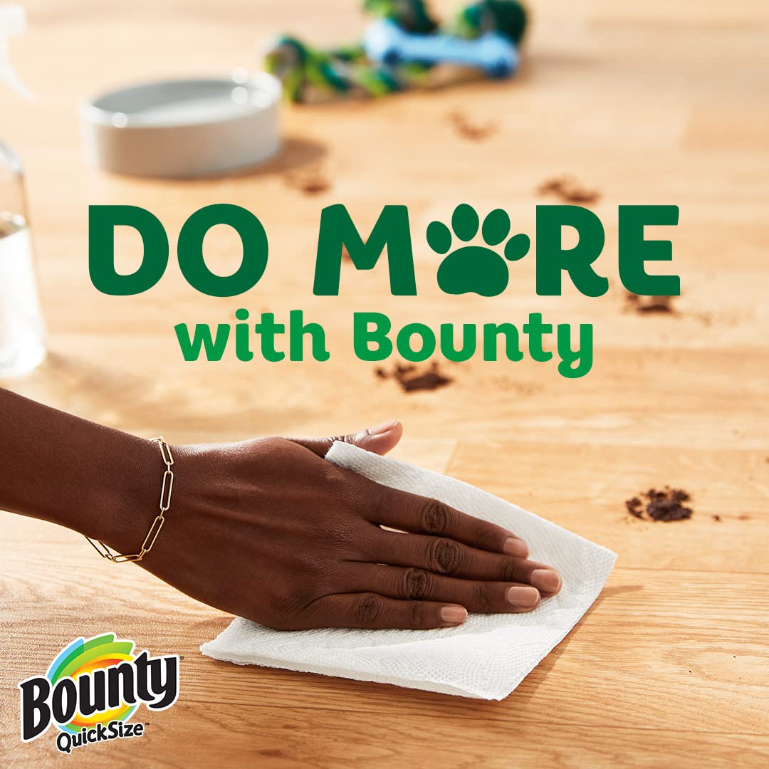 Bounty Quick-Size Paper Towels | White | 12 Family Rolls (30 Regular Rolls) | Ultra Absorbent for Kitchen, Spills & Cleaning