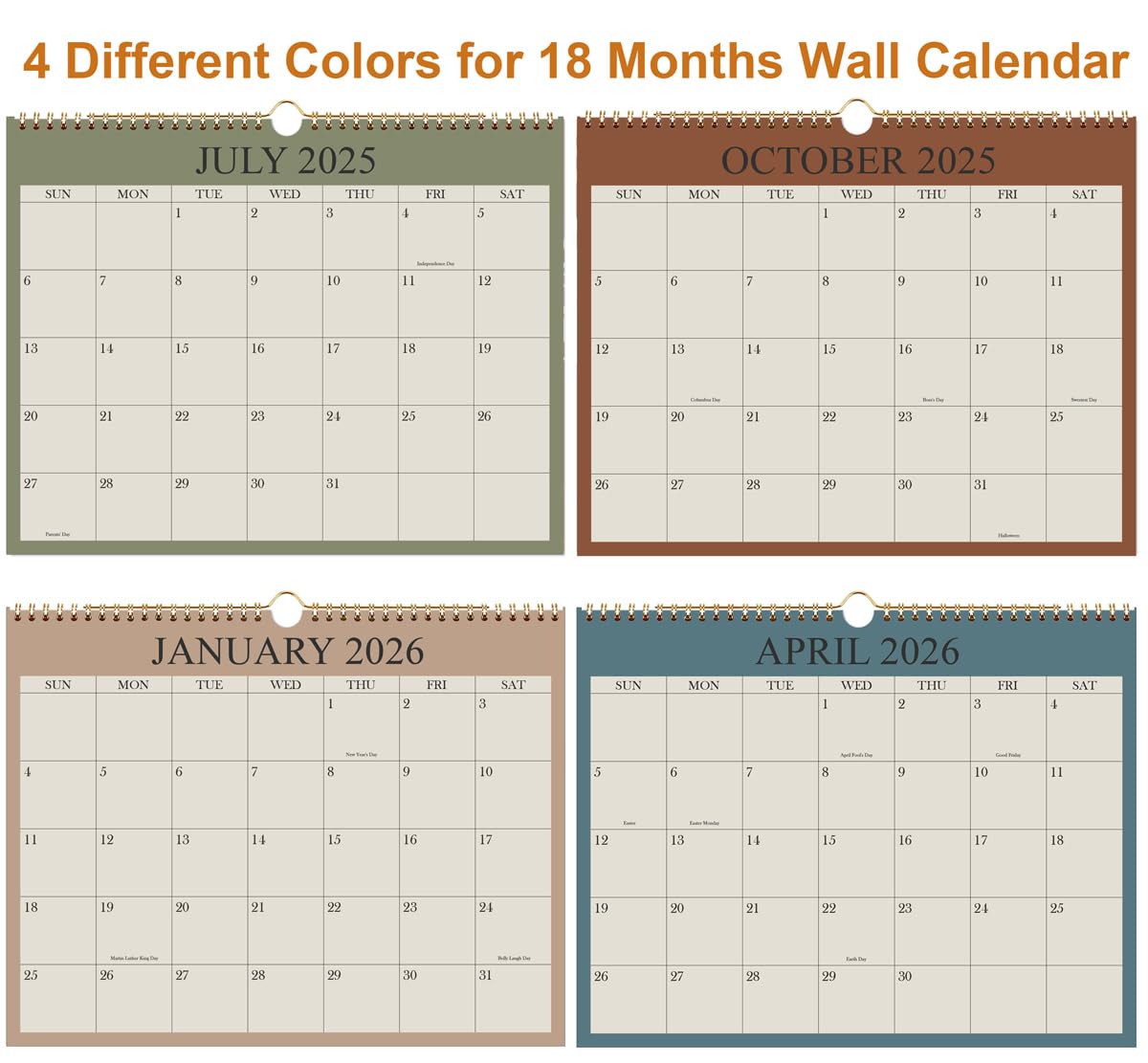 2025-2026 Wall Calendar | 18-Month Planner from July 2025 to December 2026 | Premium Thick Paper with Twin-Wire Binding & Hanging Hook | 8.5