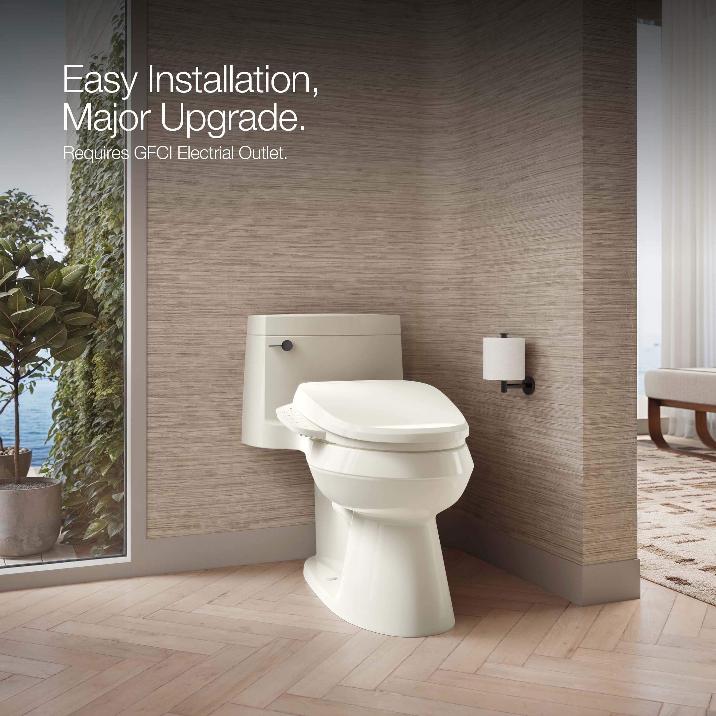 KOHLER PureWash E590 Elongated Heated Bidet Toilet Seat - White with Side Panel, Quiet Close Lid, Self-Cleaning Nozzle, Adjustable Water Pressure & Nightlight - Easy DIY Installation for Bathroom Upgrade (Perfect for Modern Homes & Luxury Bathrooms)