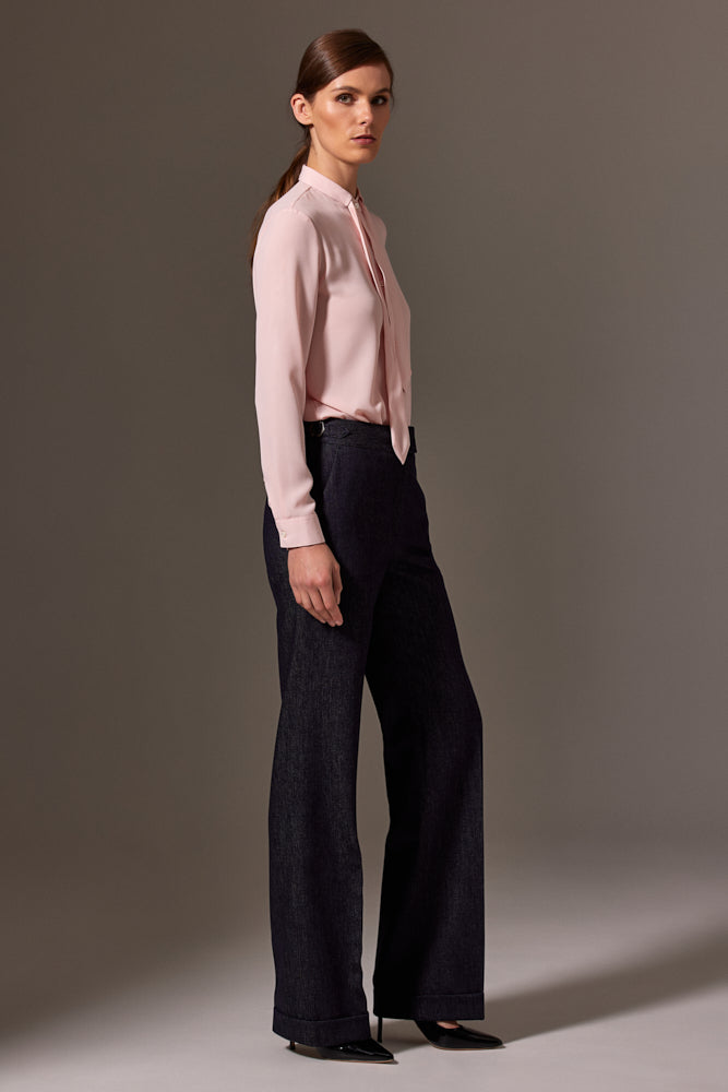 Eva Long Sleeve Blouse for Women - Pink Silk Stretch Shirt - Elegant Office Wear & Casual Outfit