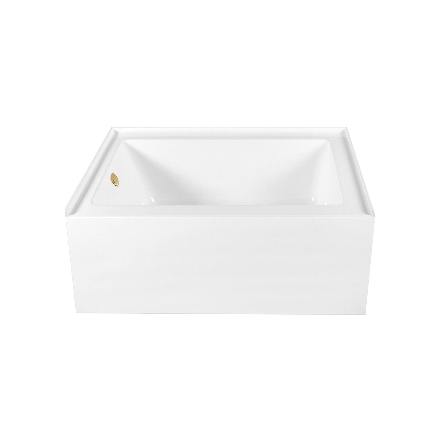 Aqua Eden 60 Inch Acrylic Rectangular 3 Wall Alcove Bathtub Combo with Waste & Overflow Drain - Glossy White/Polished Brass (Left Hand Drain) - Perfect for Modern Bathroom Renovations & Spa-Like Relaxation
